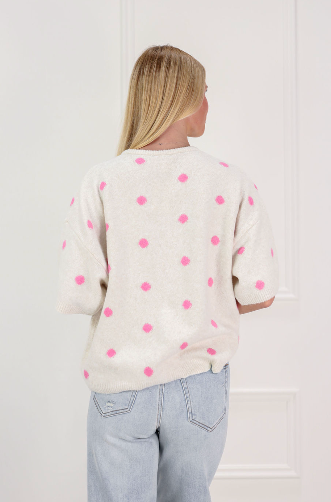 Pink Polka Dot Button Up Sweater - Clothe Boutique