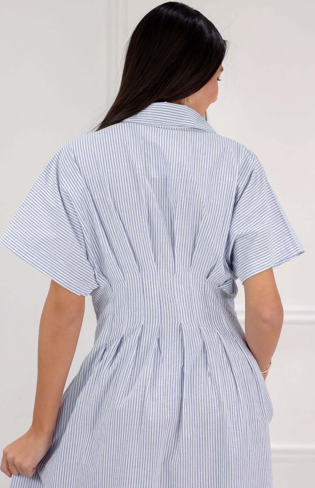 Bonnie Stripe Shirt Midi Dress Blue