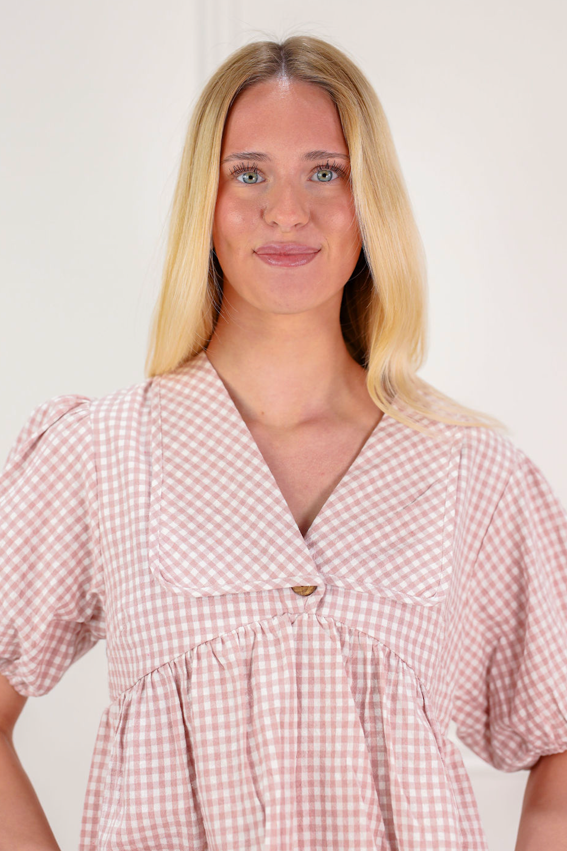Plaid Collared Blouse Pink - Clothe Boutique