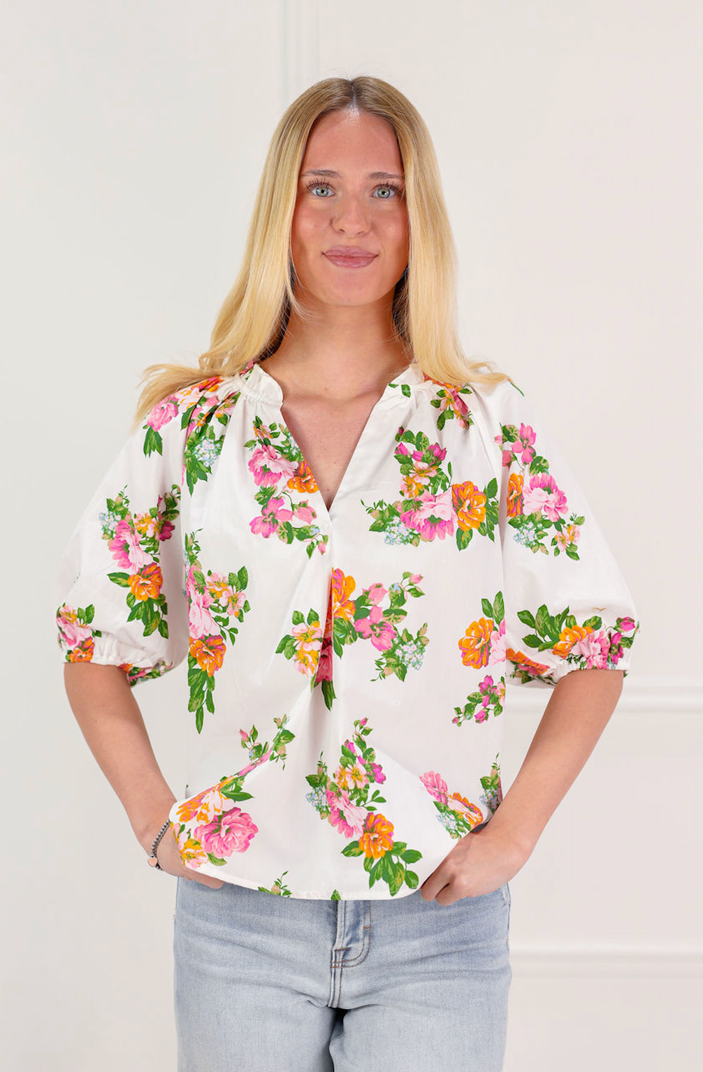 Londyn Floral Puff Sleeve Blouse - Clothe Boutique