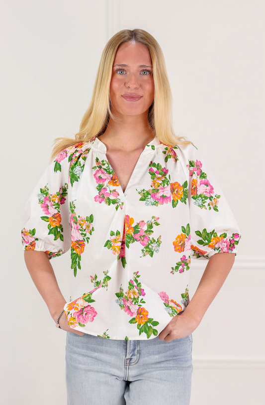 Londyn Floral Puff Sleeve Blouse - Clothe Boutique