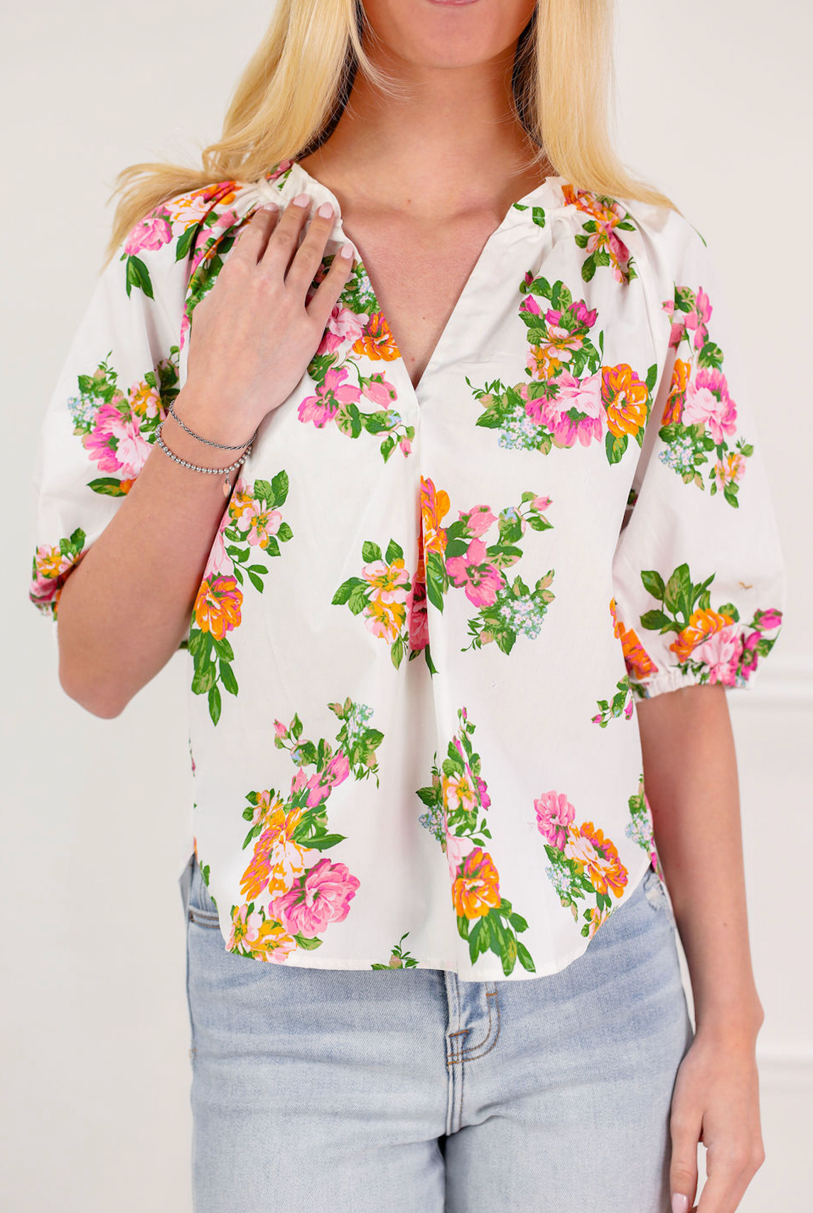 Londyn Floral Puff Sleeve Blouse - Clothe Boutique