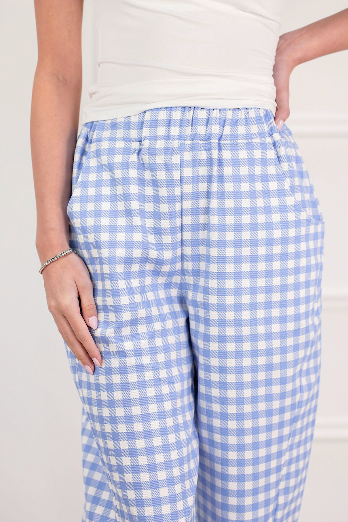 Light Blue Gingham Pants - Clothe Boutique