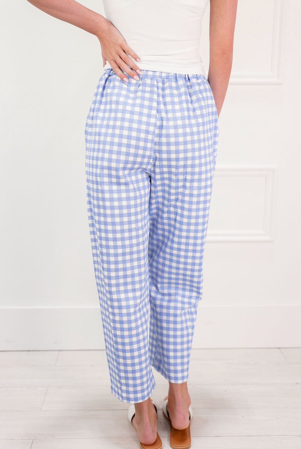Light Blue Gingham Pants - Clothe Boutique