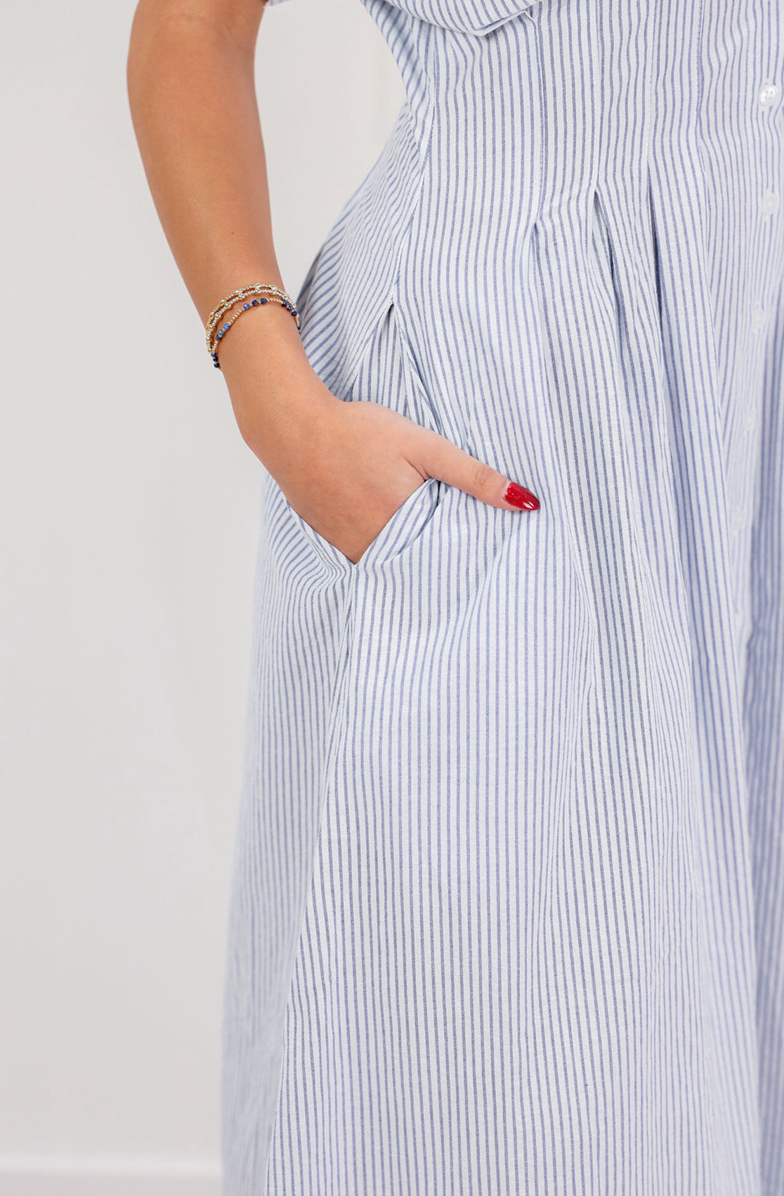 Bonnie Stripe Shirt Midi Dress Blue