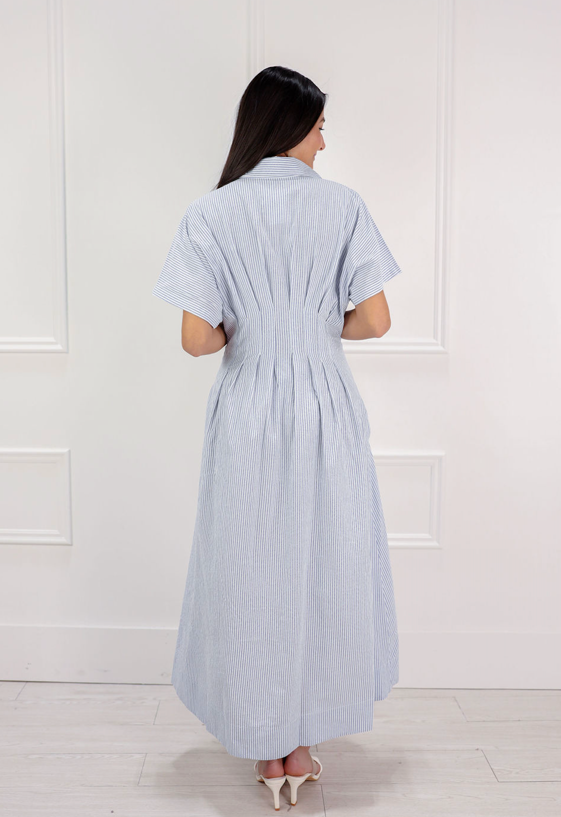 Bonnie Stripe Shirt Midi Dress Blue