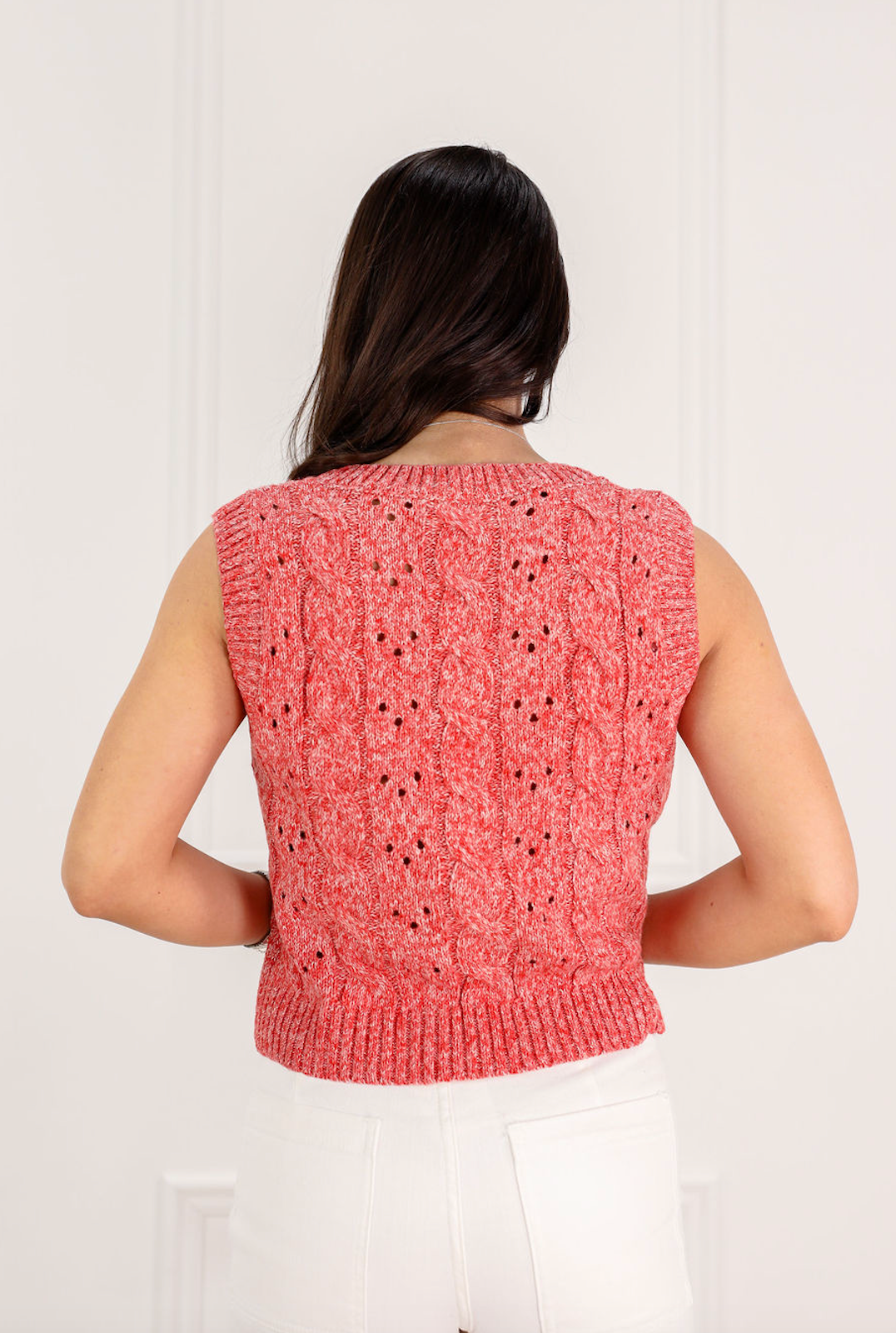 Red Cable Knit Sweater Vest