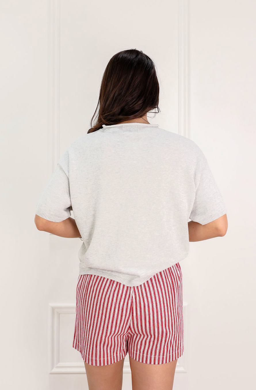 Short Sleeve Cardi Heather Grey