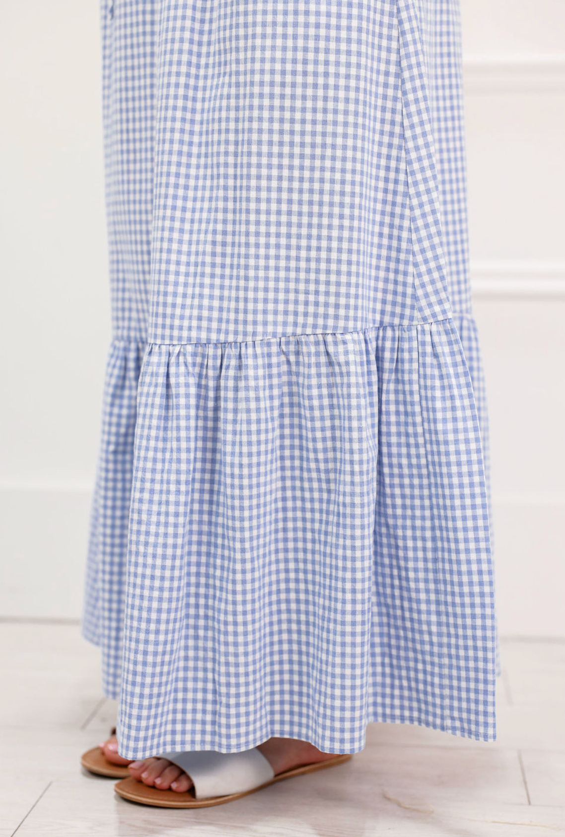 Blue Gingham Maxi Skirt