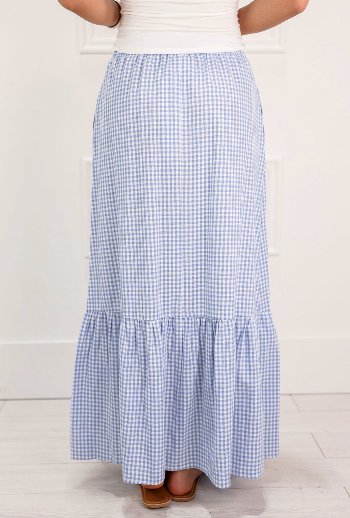 Blue Gingham Maxi Skirt