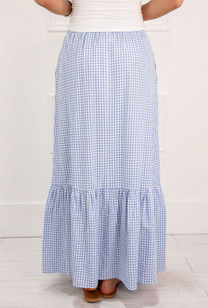 Blue Gingham Maxi Skirt