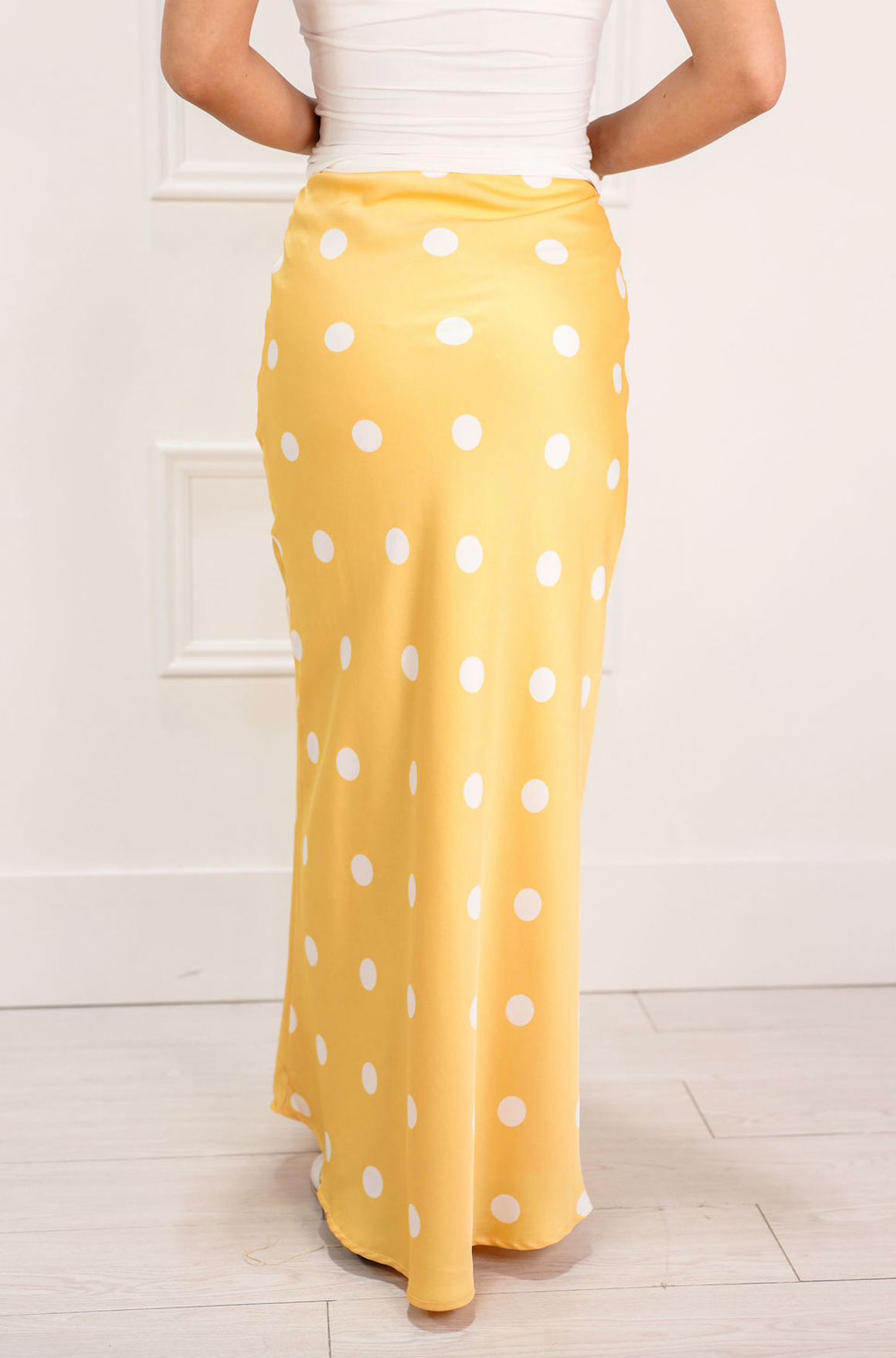 Polka Dot Midi Skirt Yellow
