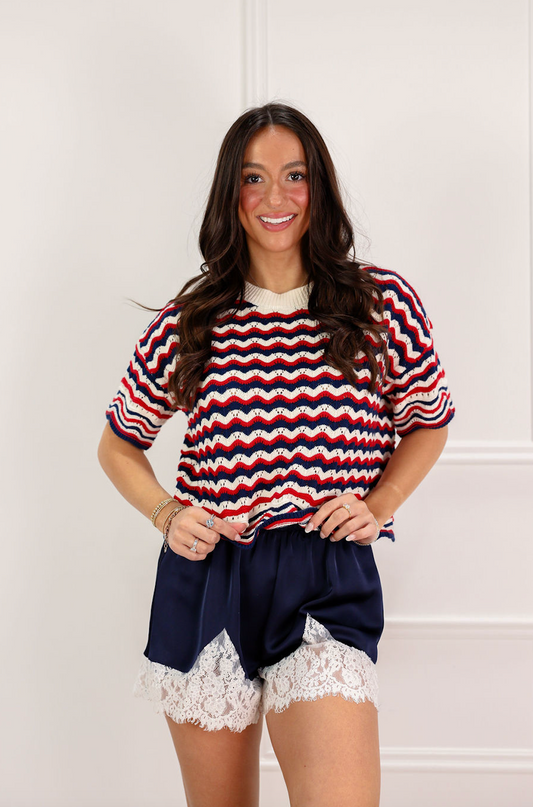 Red/Navy Knit Sweater