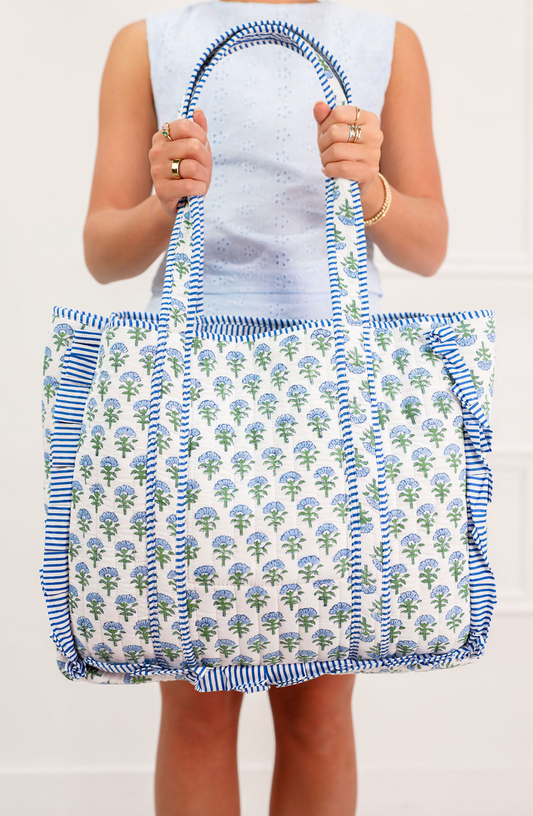 Carolina Ruffled Quilted Tote Bag