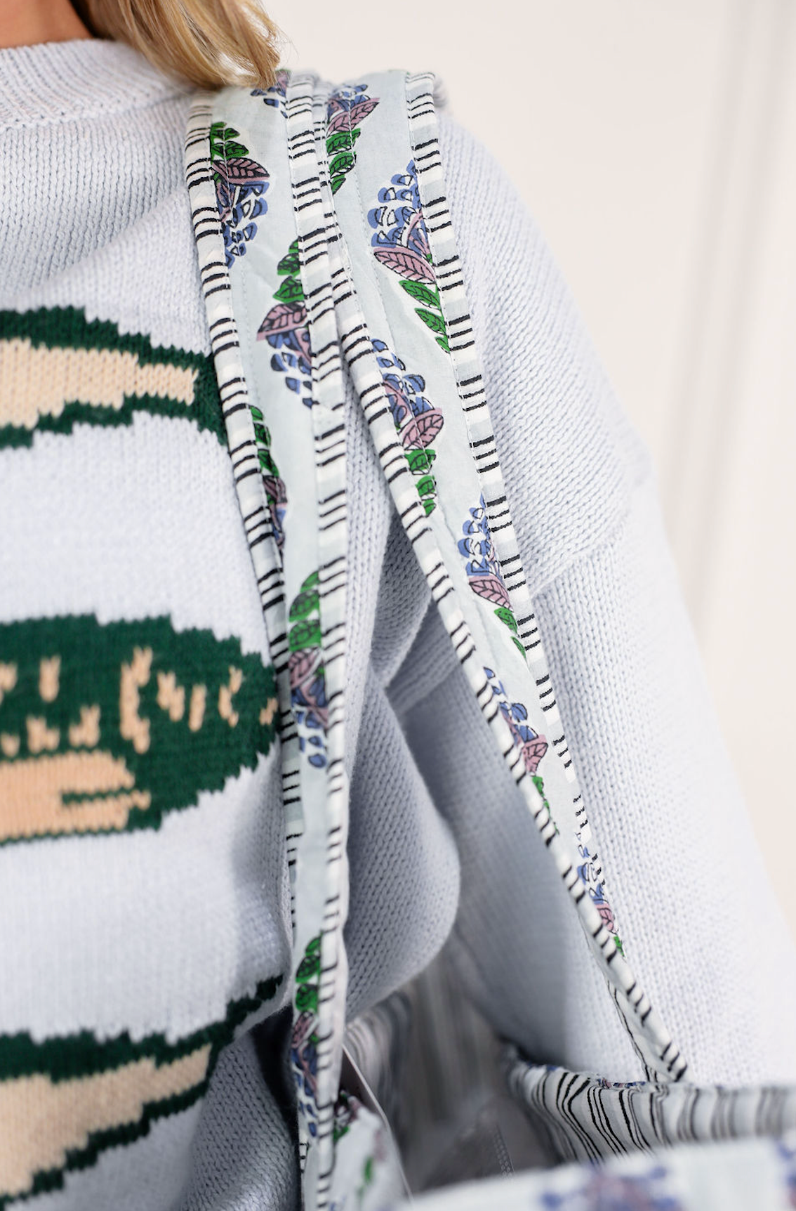 Leighton Quilted Tote Bag Blue