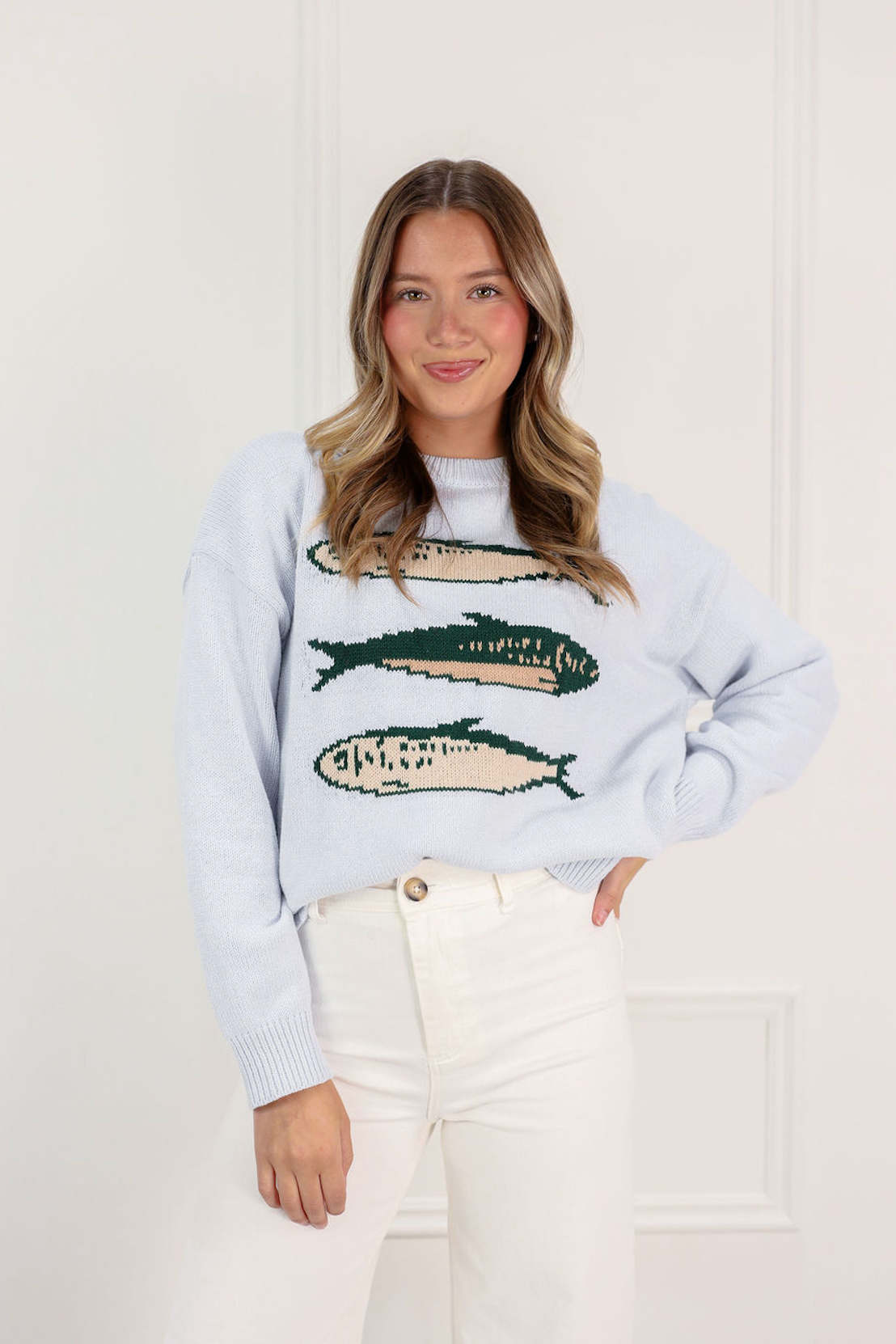 Three Sardines Sweater Blue - Clothe Boutique