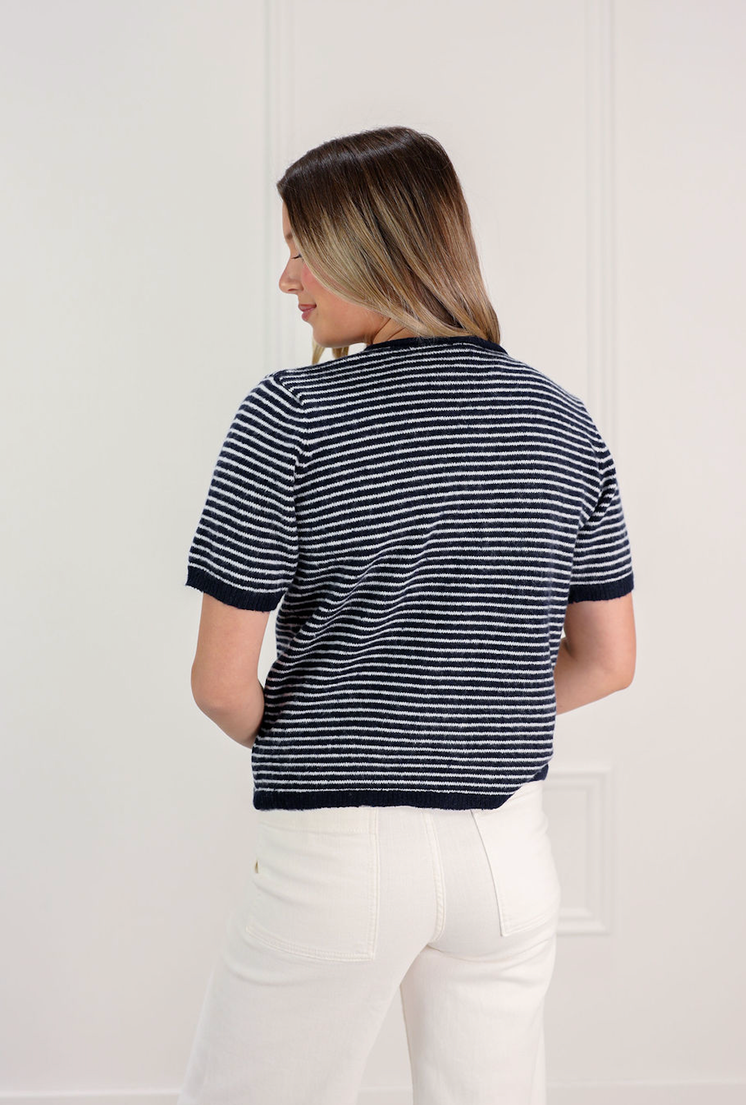 Navy Stripe Knit Cardigan