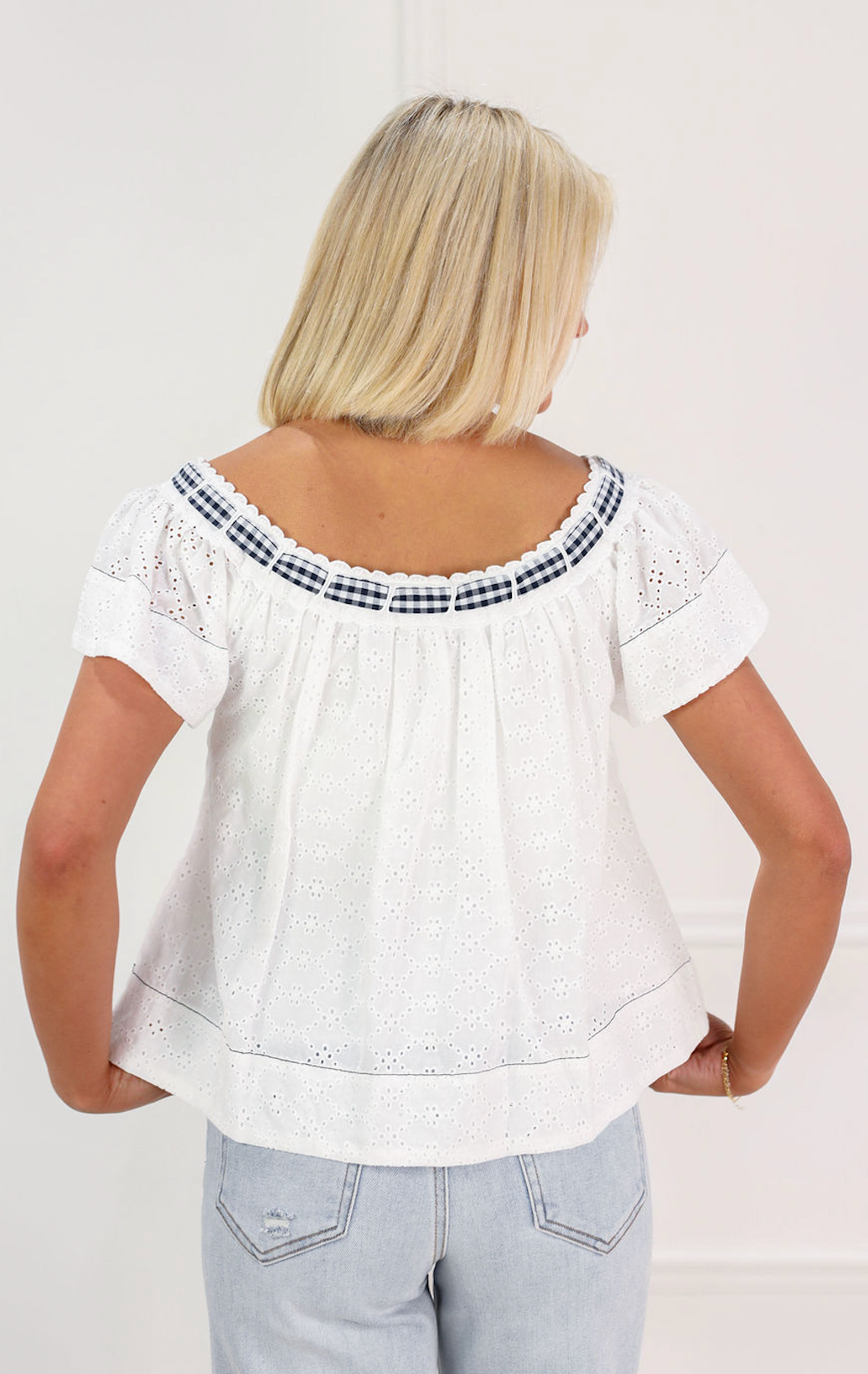 Carine Gingham Bow Top