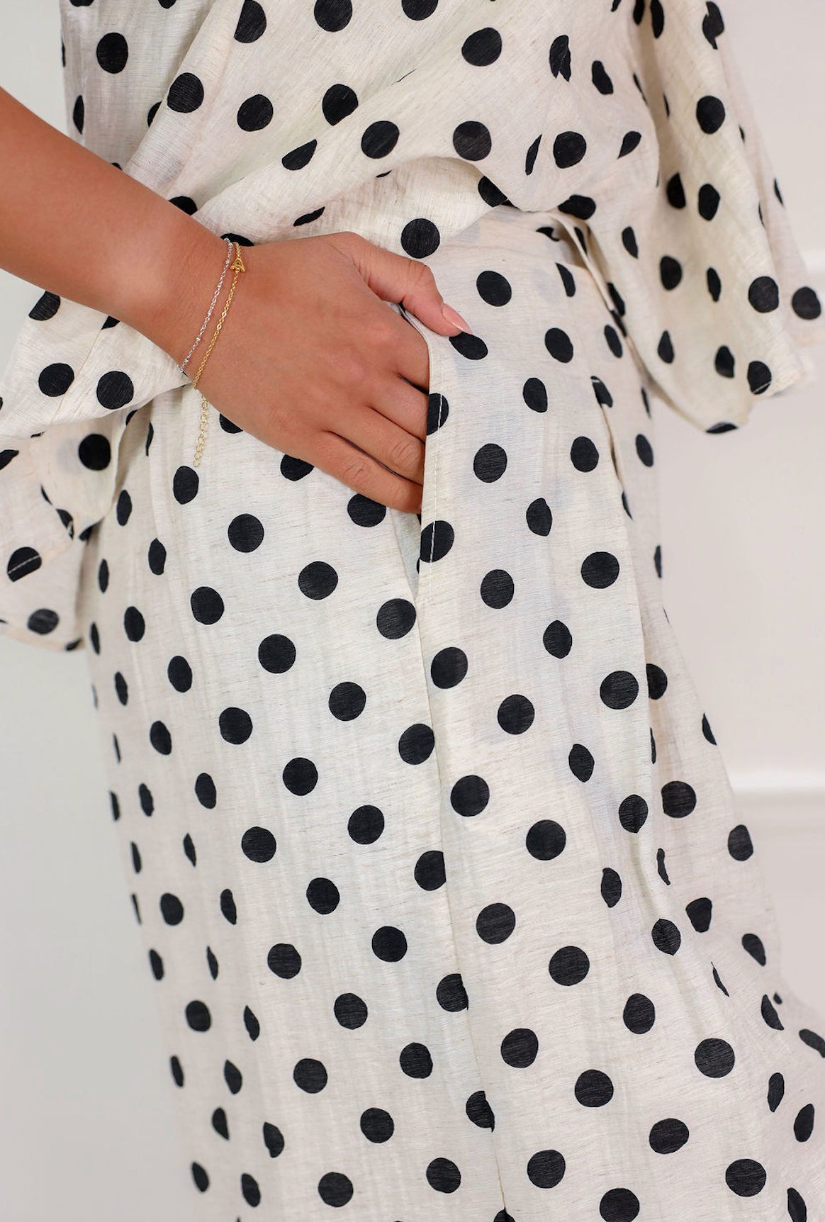 Linen Polka Dot Pants White