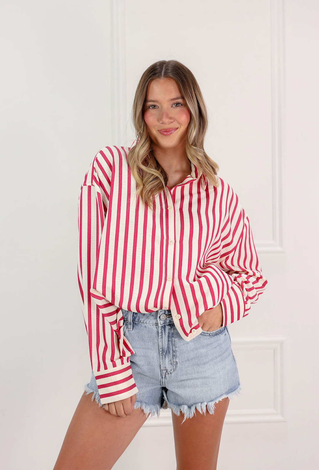 Red Stripe Oversized Shirt