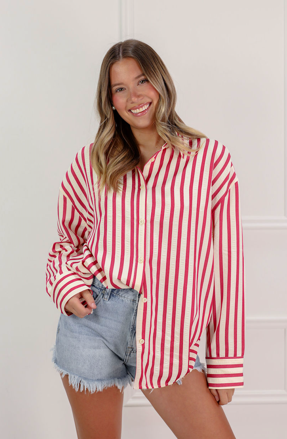 Red Stripe Oversized Shirt