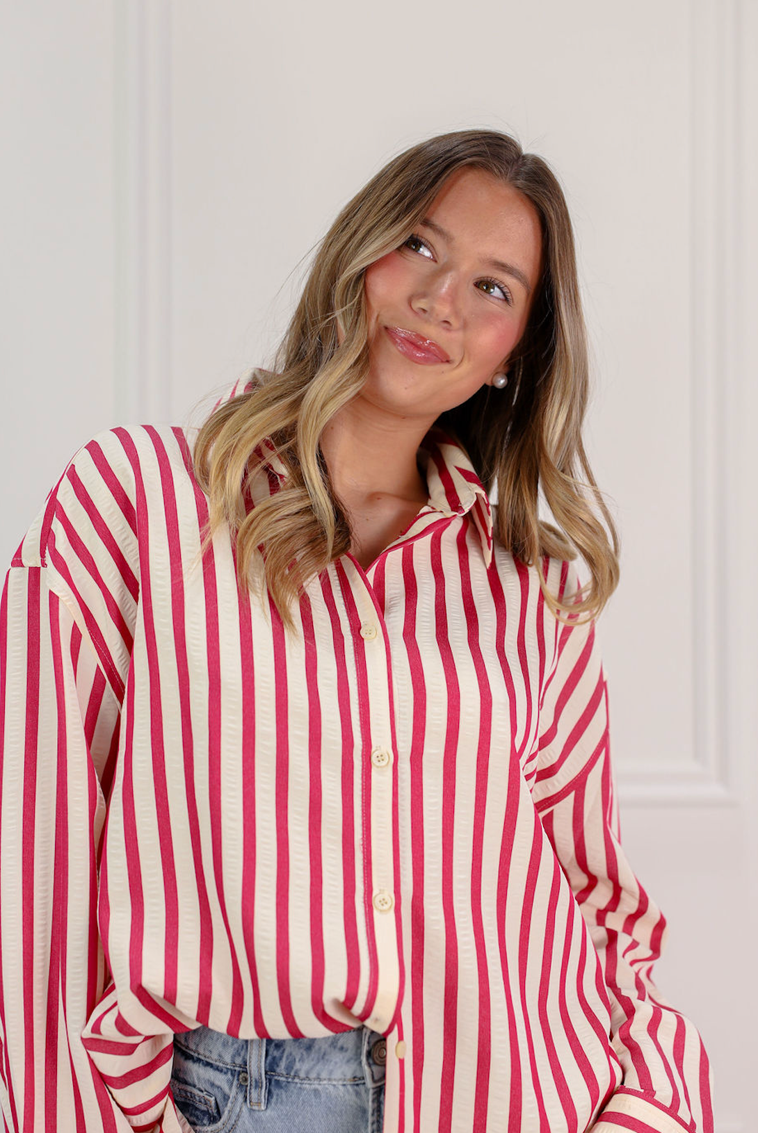 Red Stripe Oversized Shirt