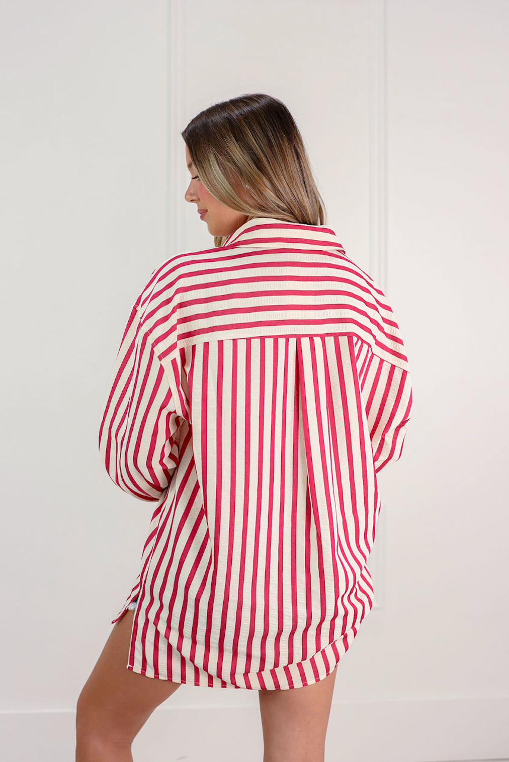 Red Stripe Oversized Shirt
