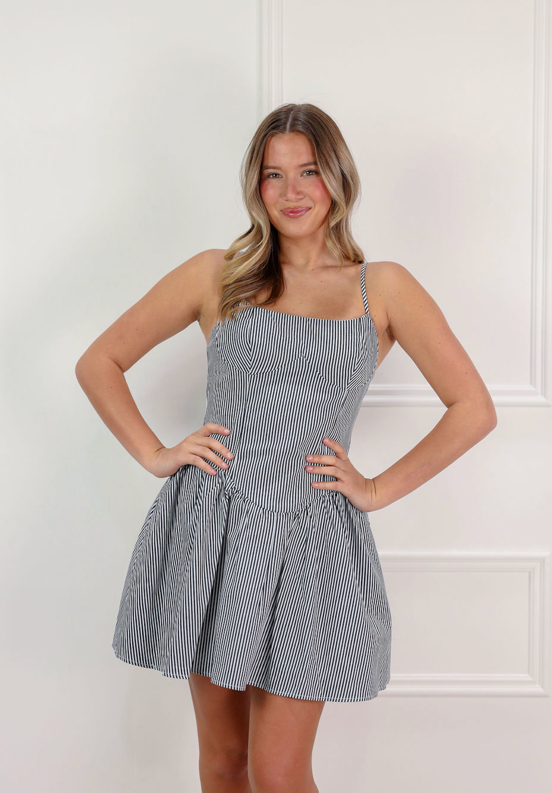 Stripe Fit And Flare Mini Dress