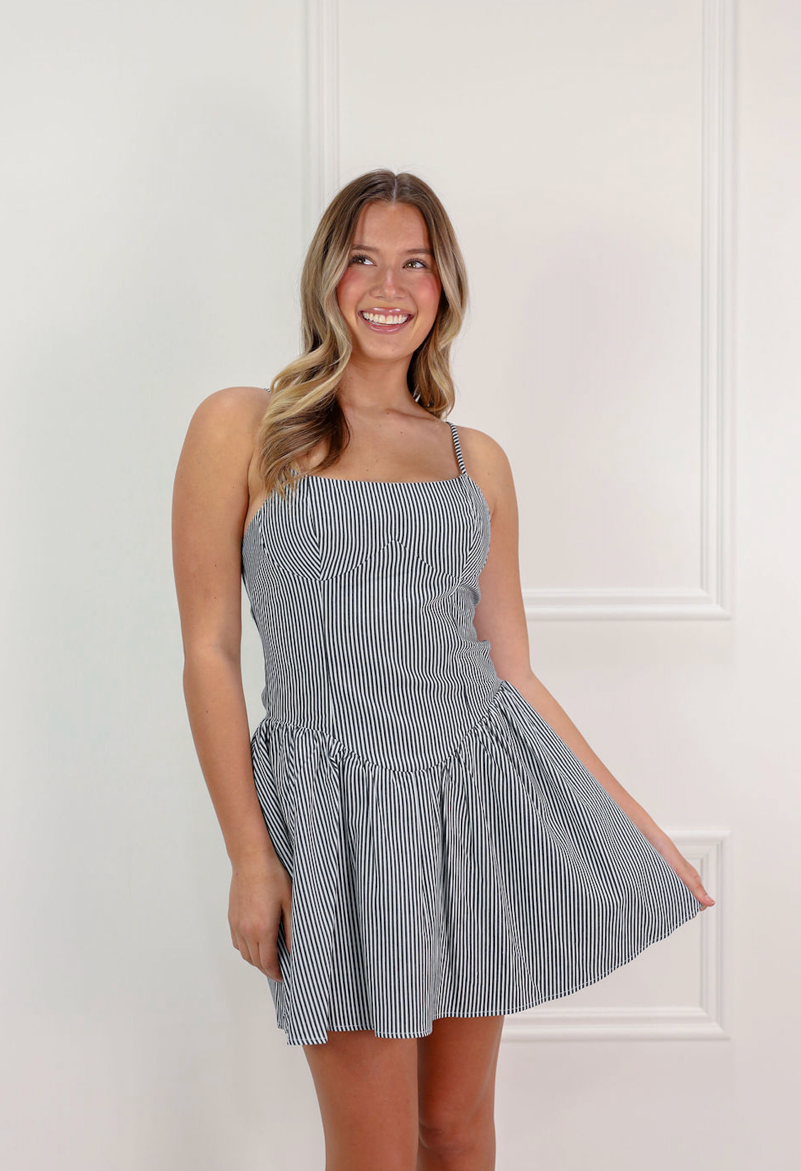 stripe fit and flare dress go cotton fit and flare dress Stripe B/W Stripe / Medium
