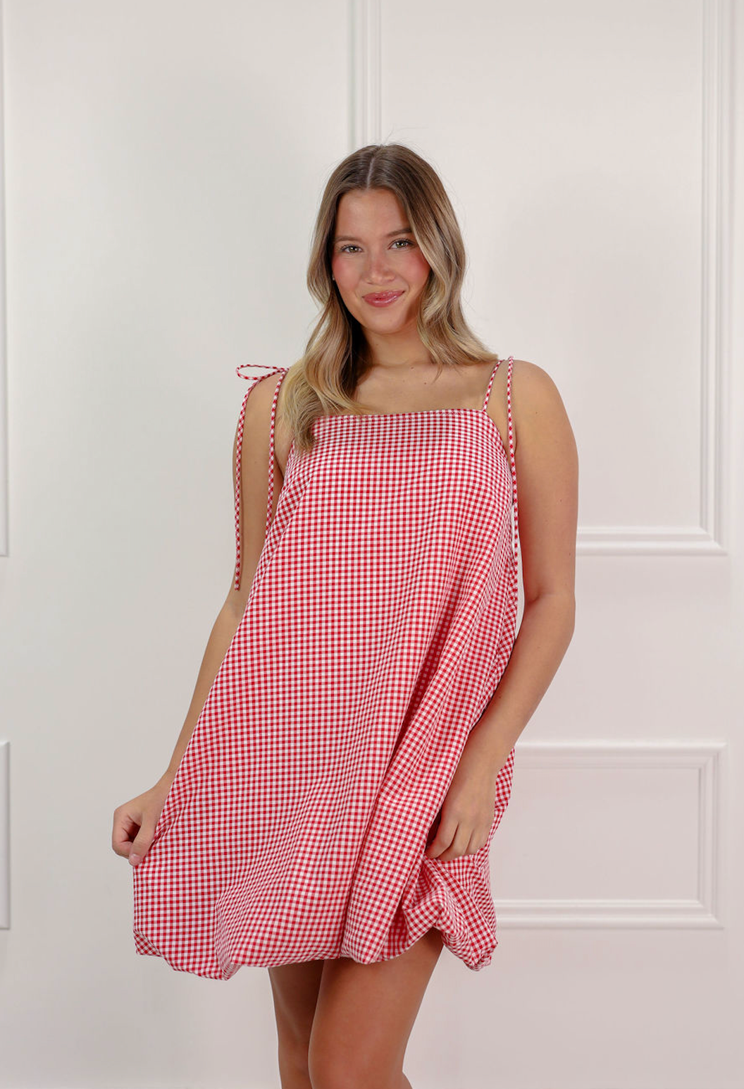 Red Gingham Bubble Dress