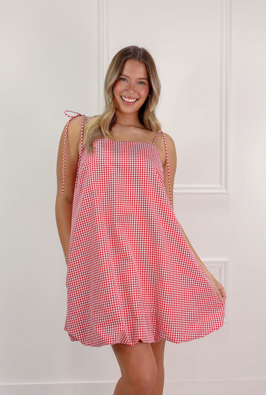 Red Gingham Bubble Dress