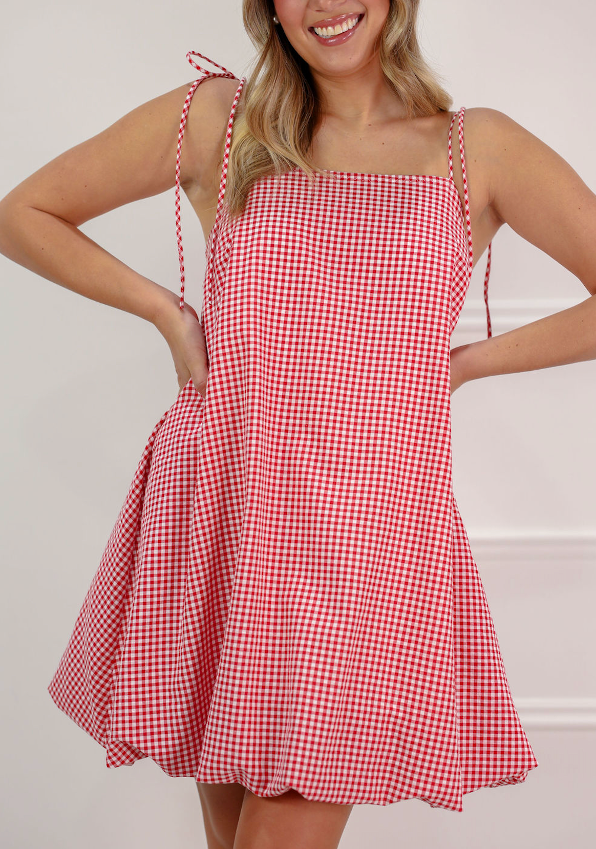 Red Gingham Bubble Dress