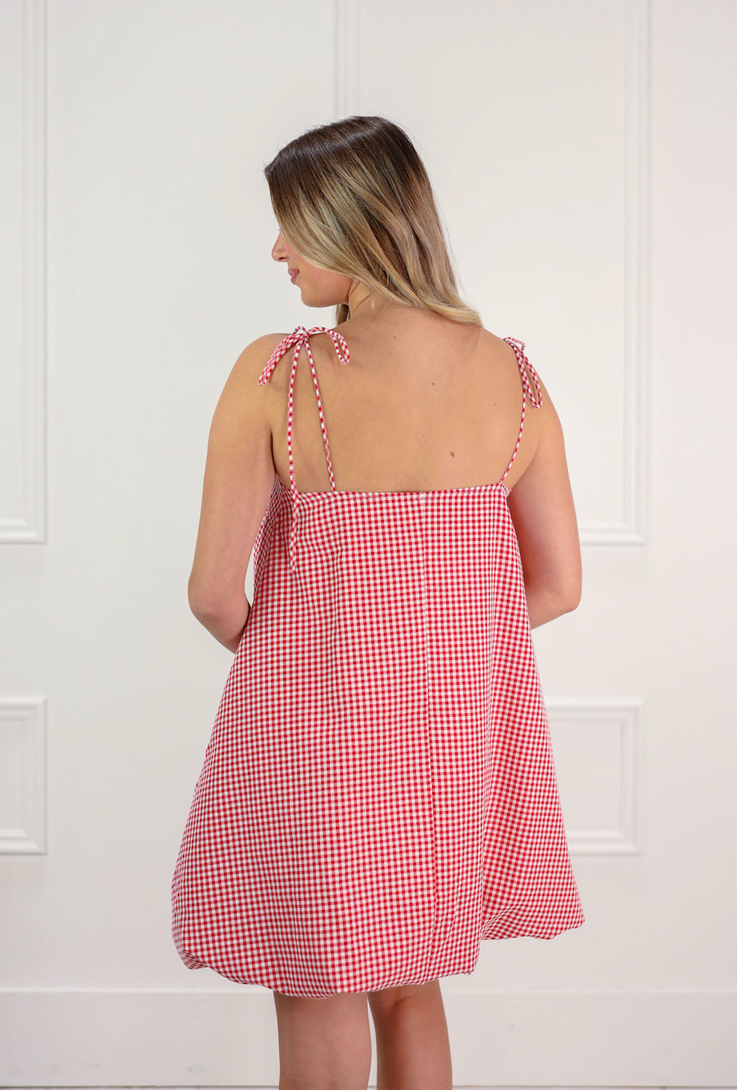 Red Gingham Bubble Dress