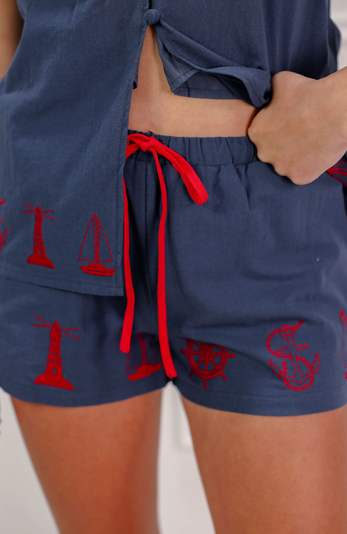 Nautical Halter Tie Top & Shorts Set Of 2