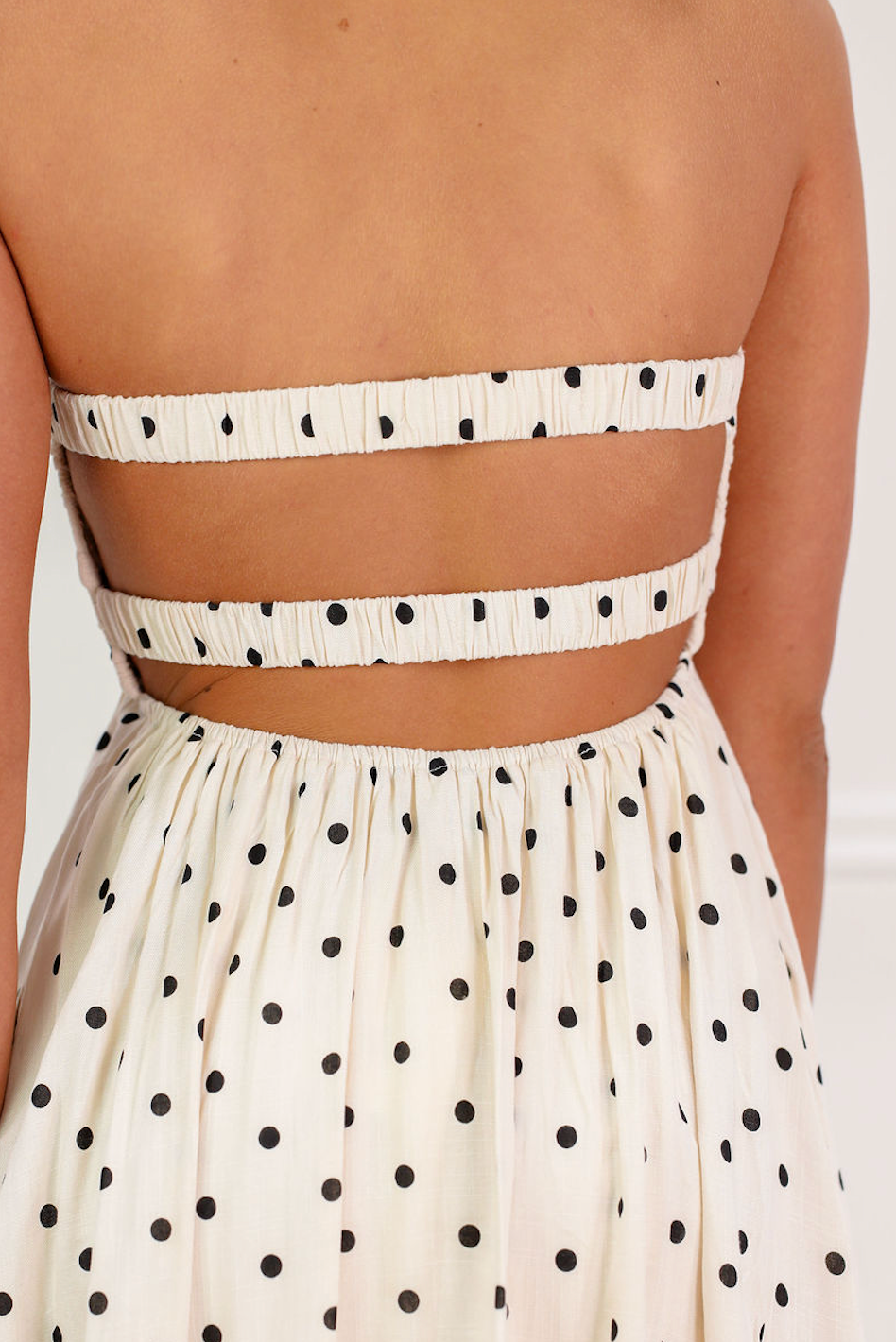 Strapless Keyhole Polka Dot Dress