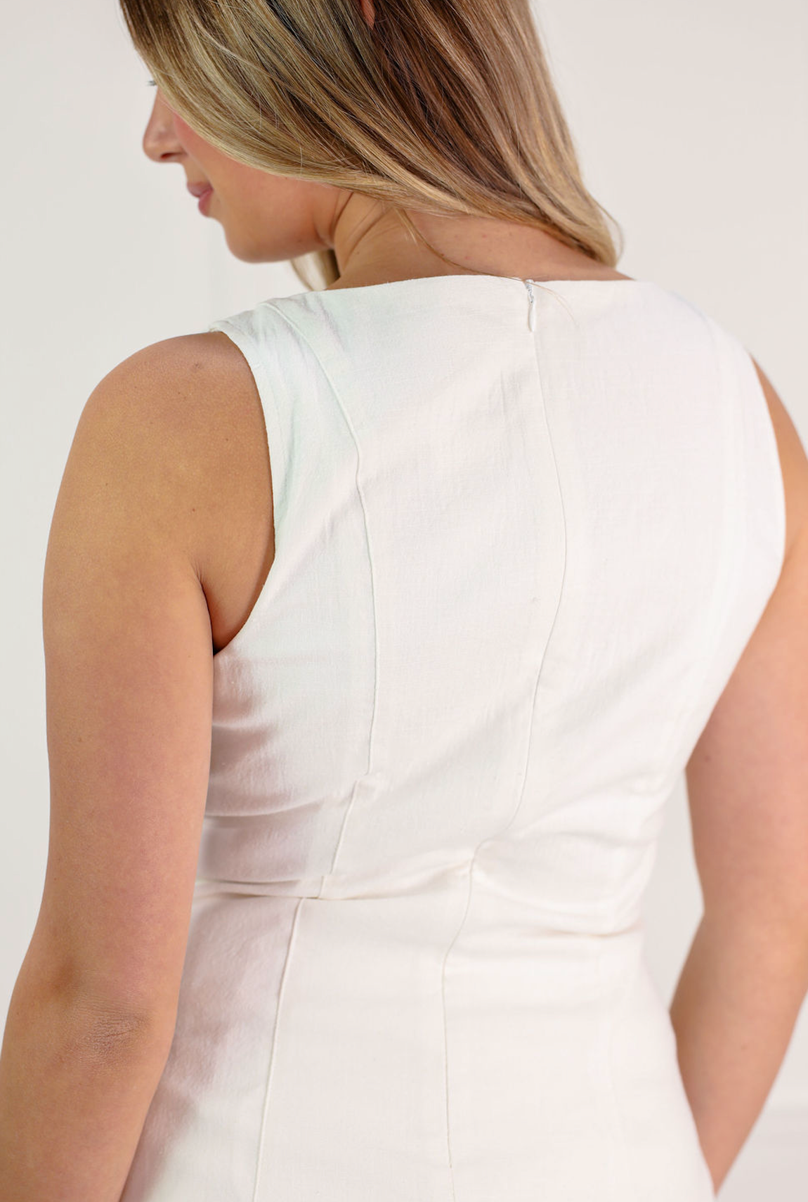 White Linen Top & Shorts Set Of 2