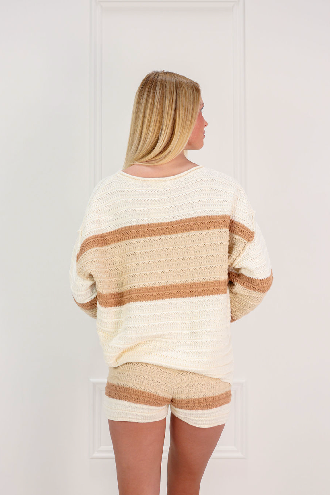 Striped Knit Top & Shorts Set Of 2