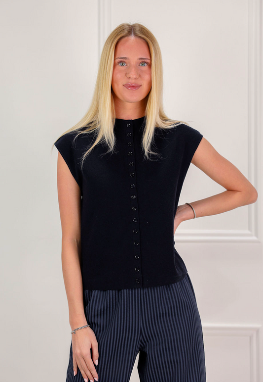 Cap Sleeve Knit Sweater Navy