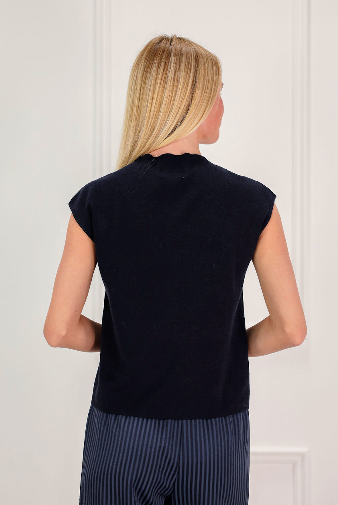 Cap Sleeve Knit Sweater Navy