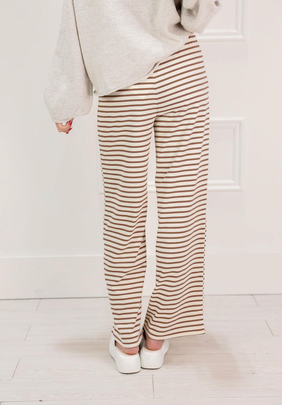 Striped Lounge Pants Taupe - Clothe Boutique