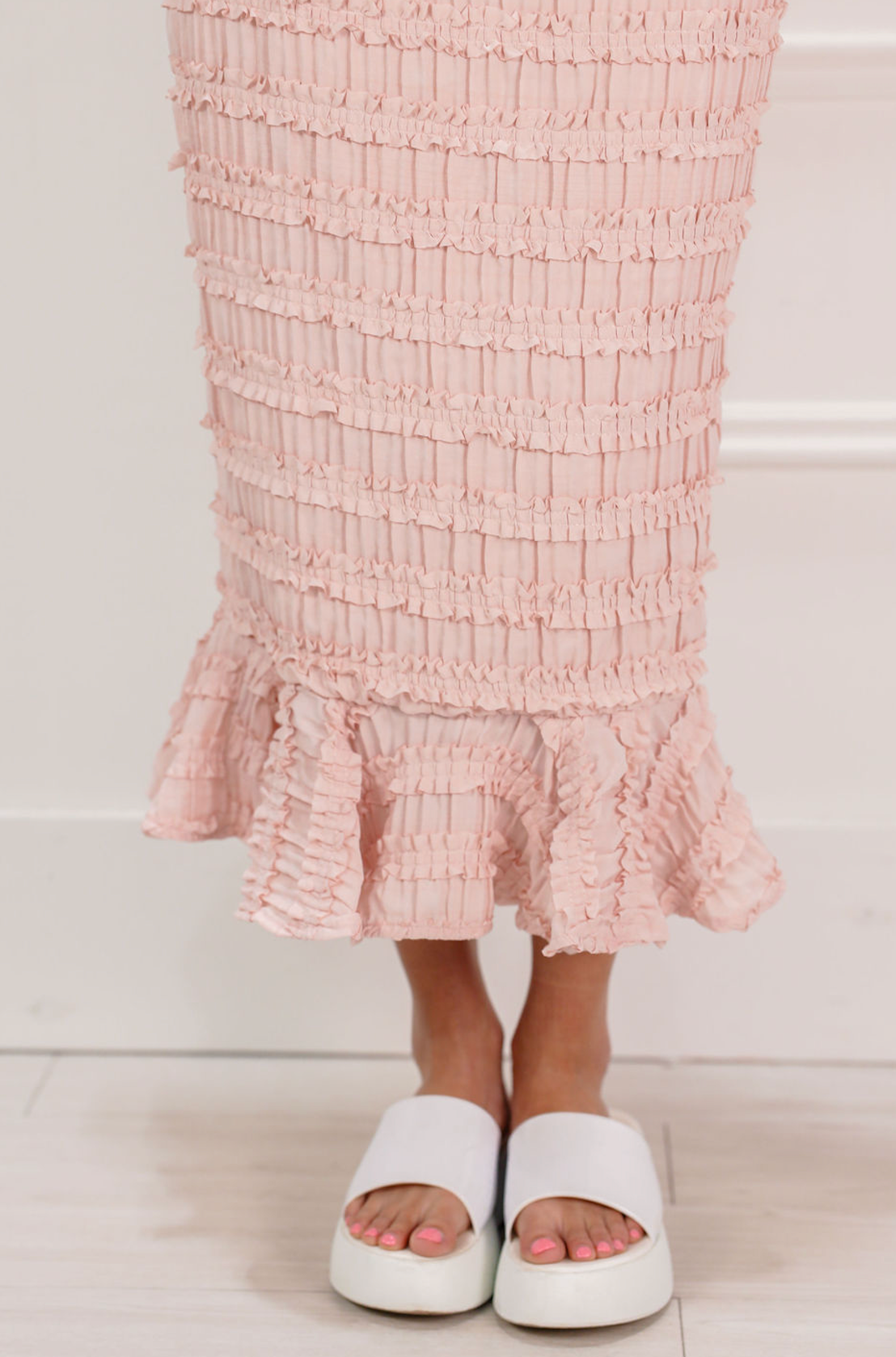 Frilled Smock Bodice Dress