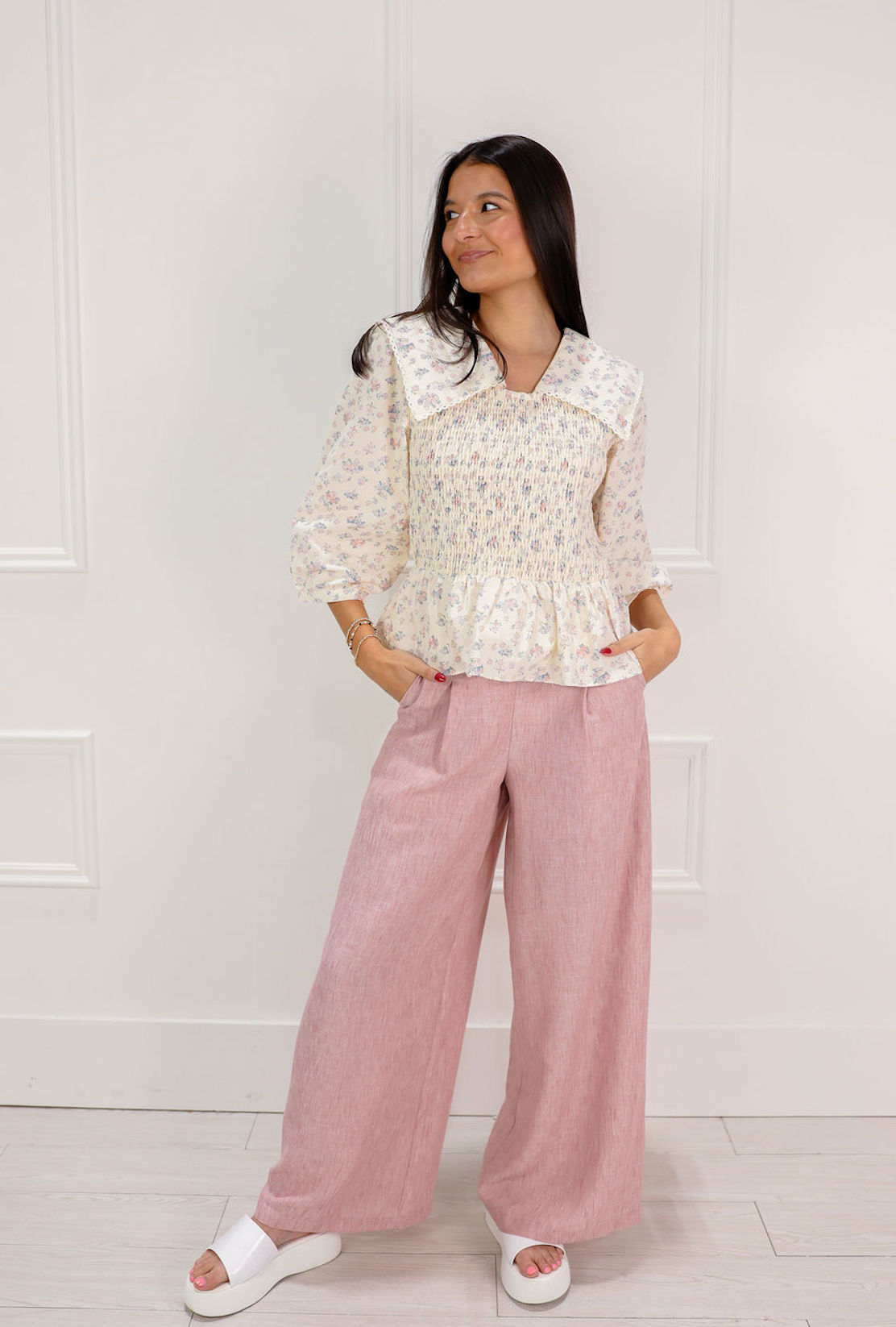 Saylor Collar Smocked Blouse