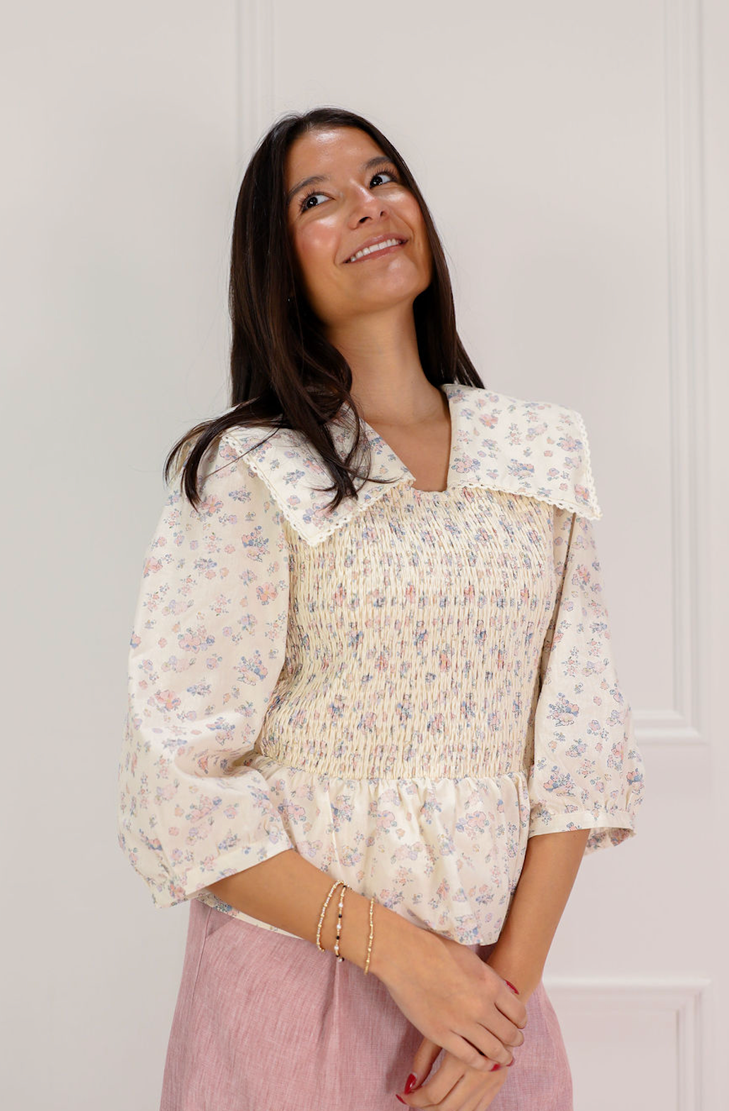 Saylor Collar Smocked Blouse