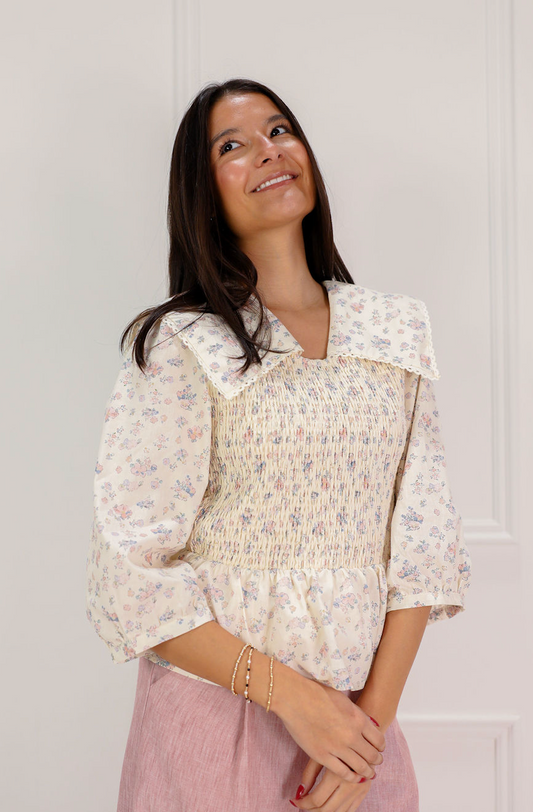 Saylor Collar Smocked Blouse