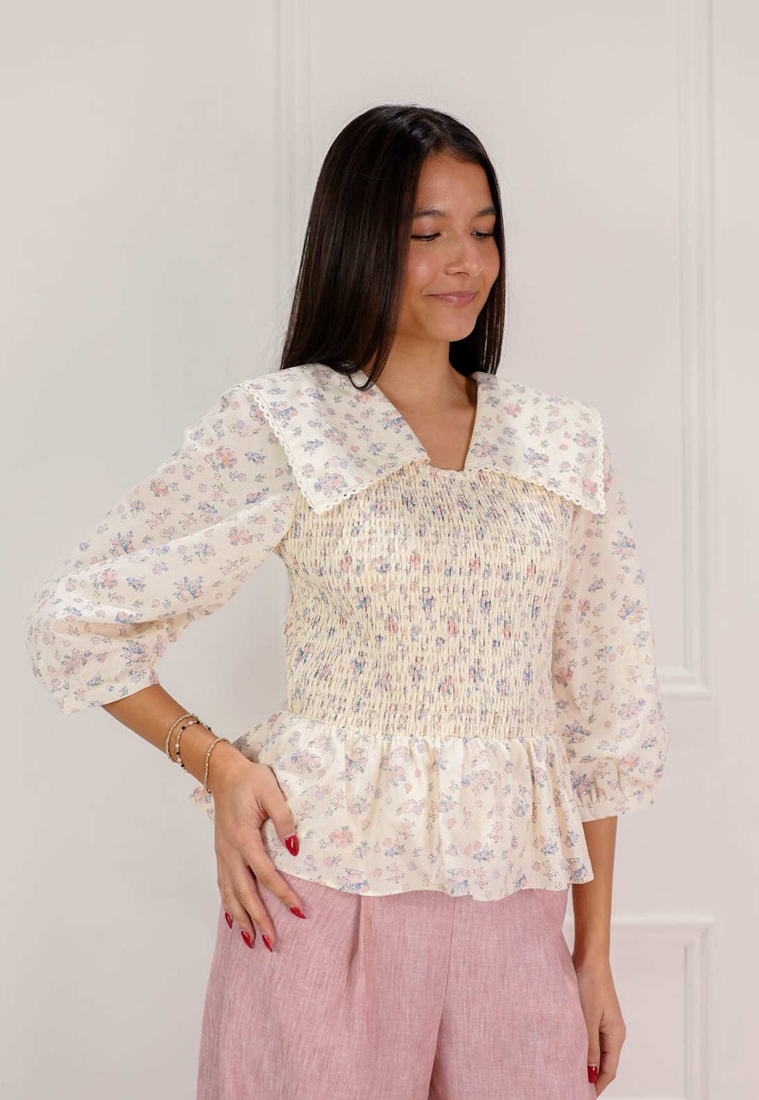 Saylor Collar Smocked Blouse