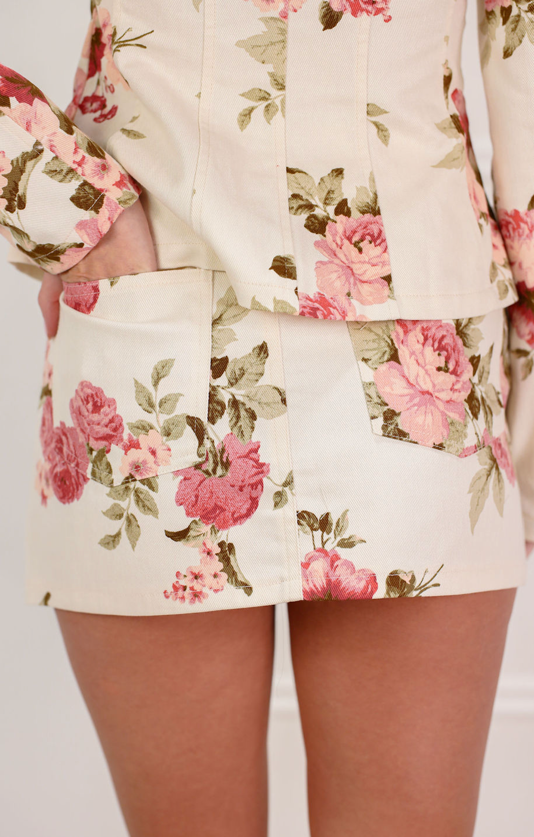 Rose Floral Mini Skirt