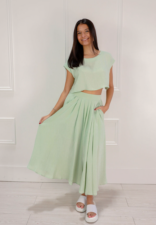 Cropped Top & Midi Skirt Set of 2 Sage