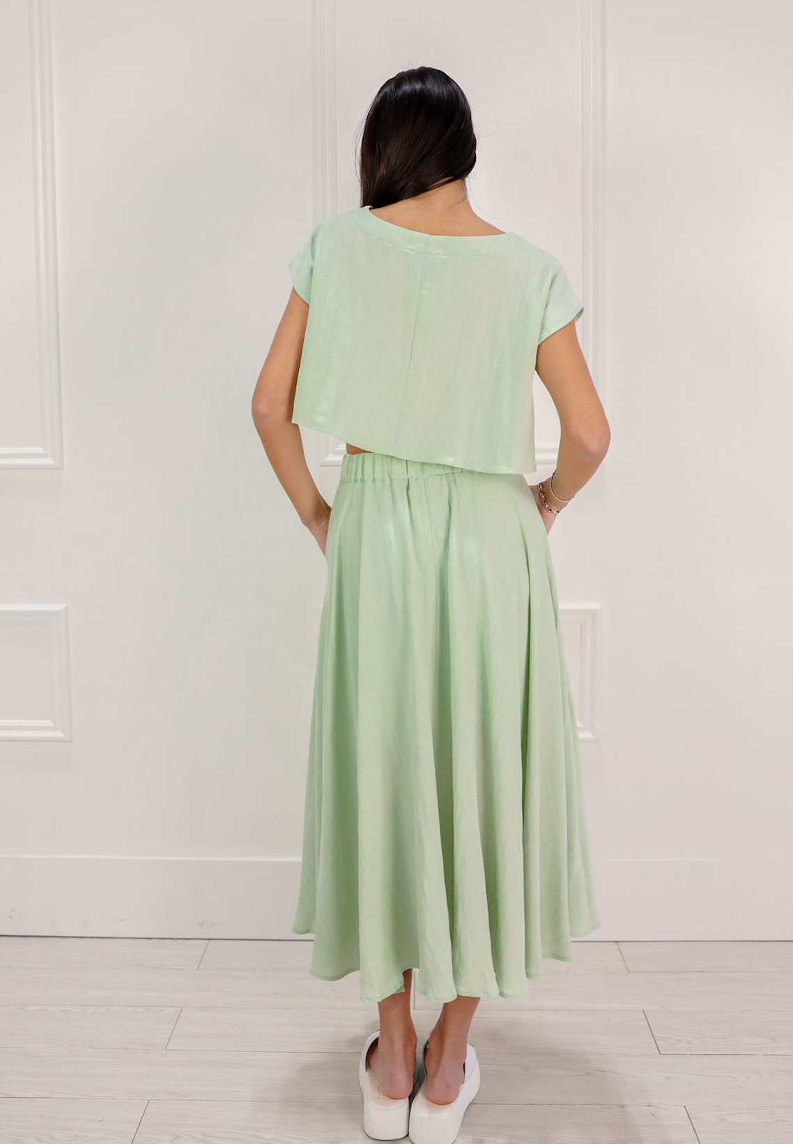 Cropped Top & Midi Skirt Set of 2 Sage