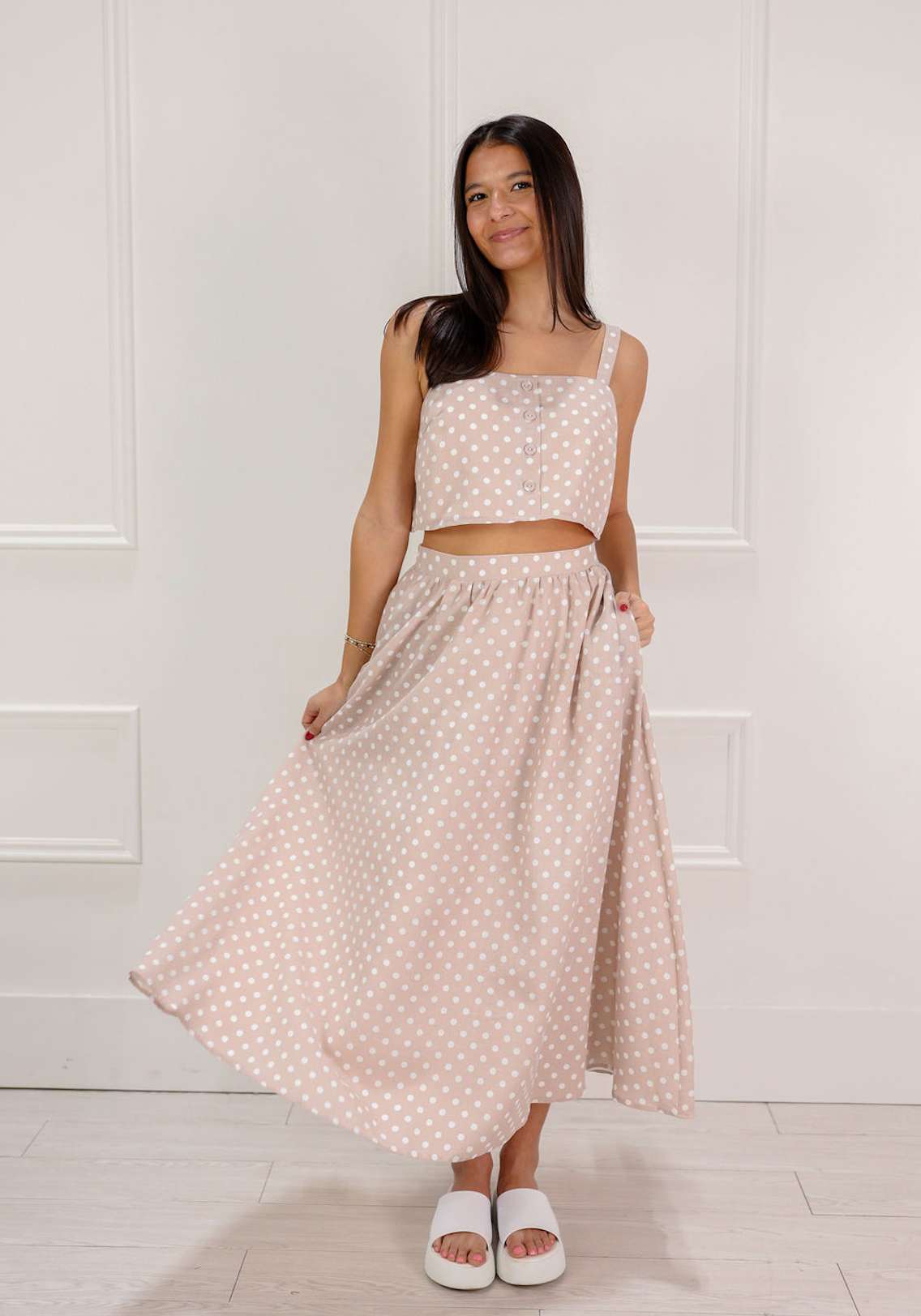 Polka Dot Top & Midi Skirt Set of 2
