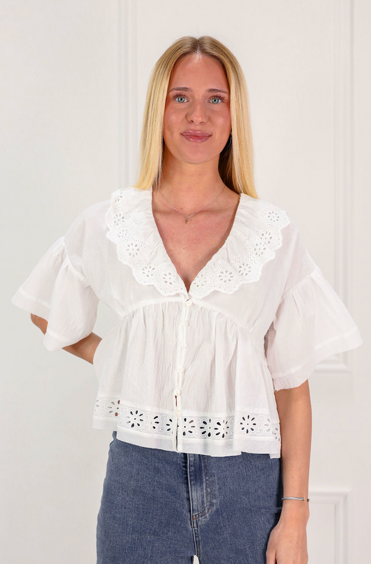 Eyelet Ruffled Blouse